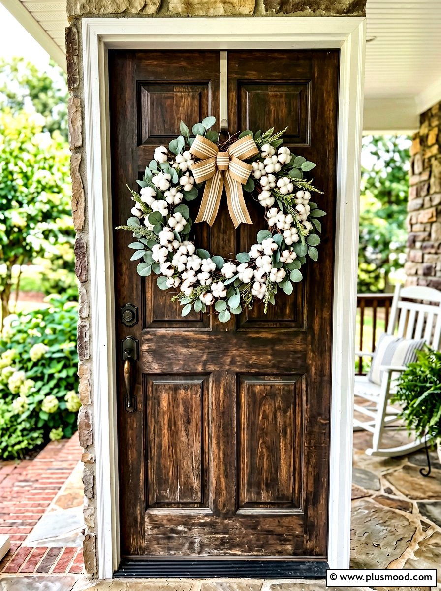 Cotton Boll Wreath - 25 summer to fall wreath ideas