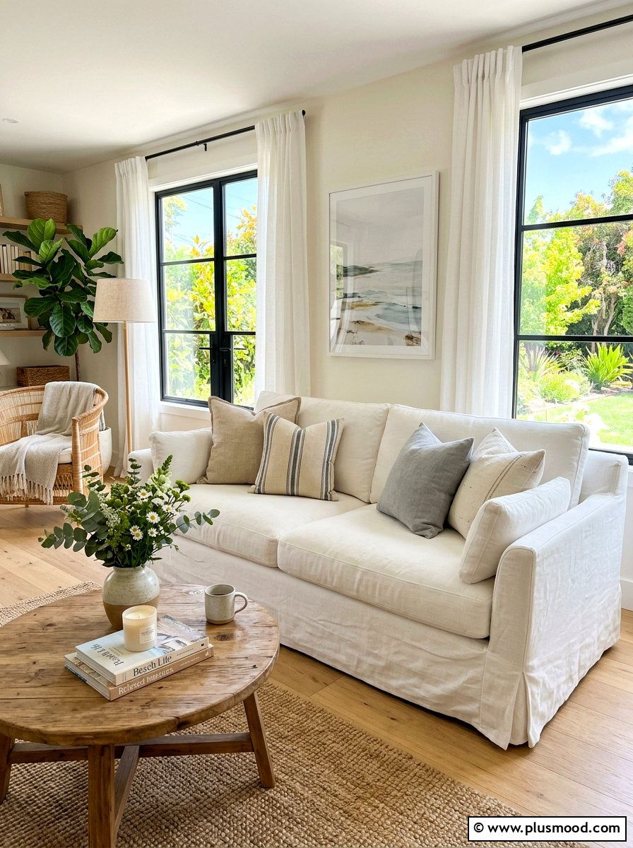 Cotton Slipcover Sofa - 25 summer interior decor ideas