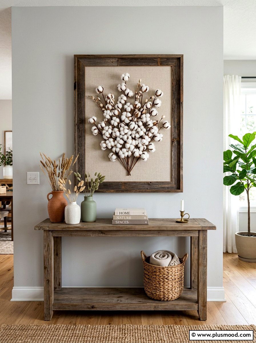 Cotton Stem Wall Decor - 25 summer rustic decor ideas