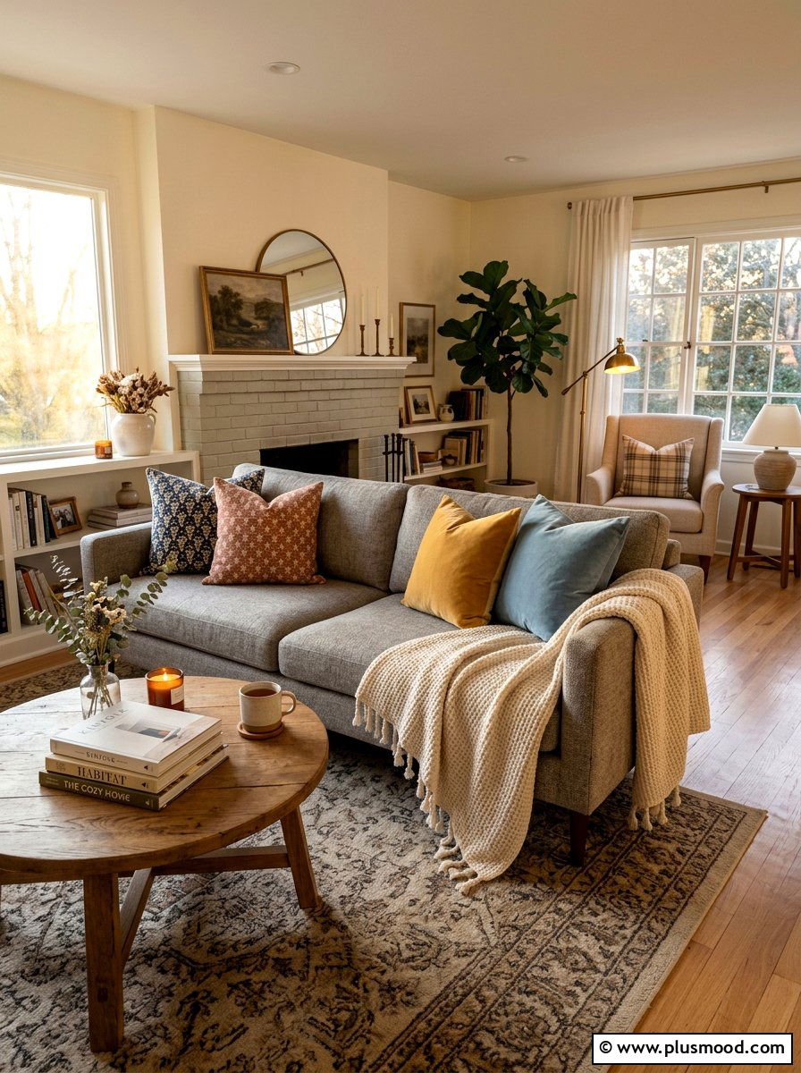 Cotton Throw Blanket - 25 late summer living room ideas