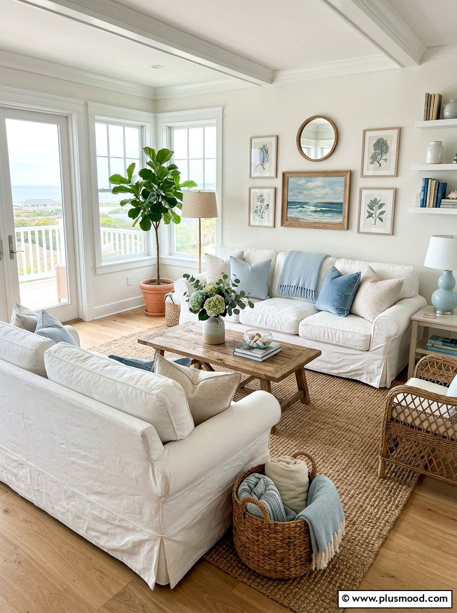 Cotton slipcovers for sofas - 25 summer living room styling ideas