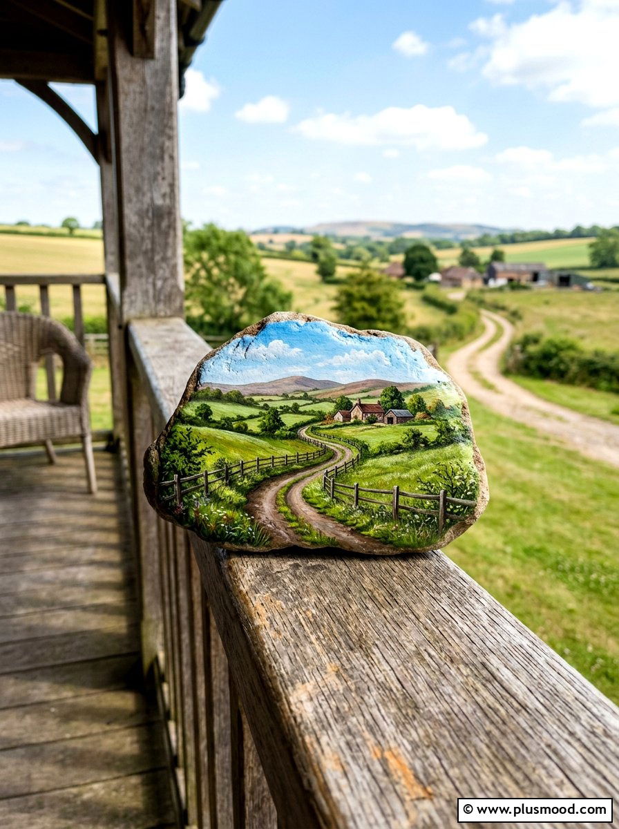 Country Road Path - 25 painted rock ideas with landscapes