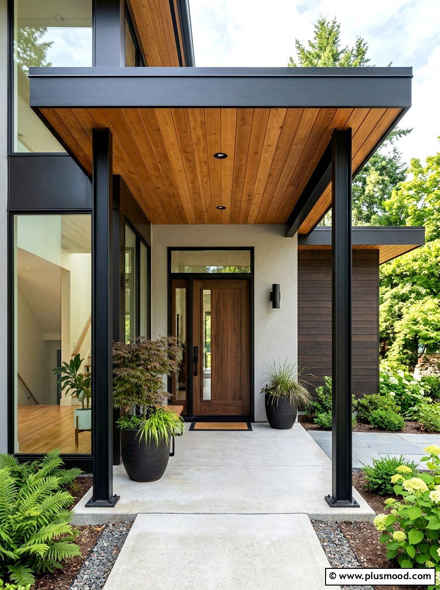 Covered Entryway Porch - 25 summer modern curb appeal ideas