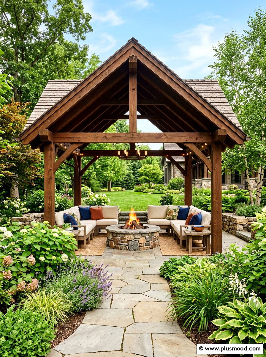 Covered Fire Pit Pavilion - 25 summer backyard fire pit ideas