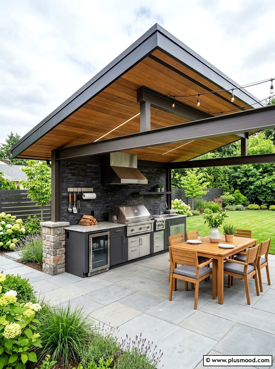 Covered Outdoor Kitchen - 25 small backyard ideas with outdoor kitchen