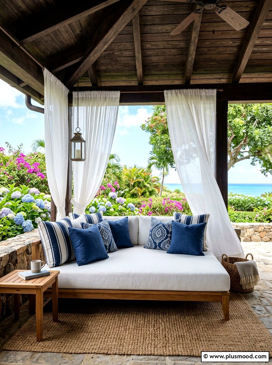 Covered Patio Daybed Nook - 25 summer backyard retreat ideas