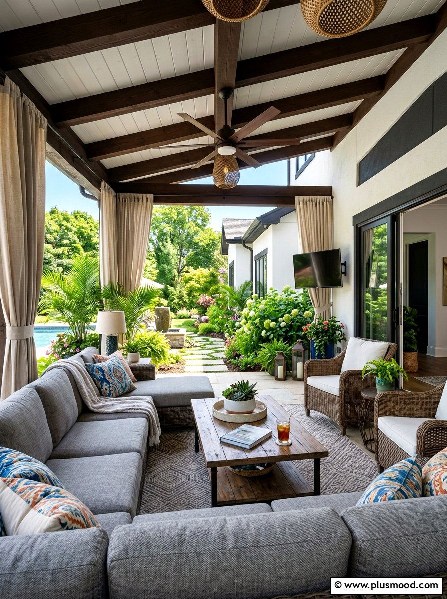 Covered Patio Lounge - 25 summer backyard makeover ideas
