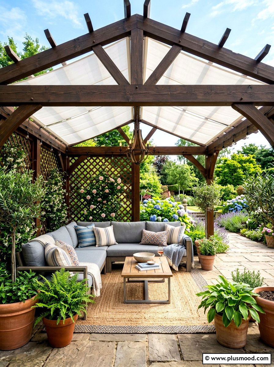 Covered Pergola Lounge - 25 summer backyard hosting ideas
