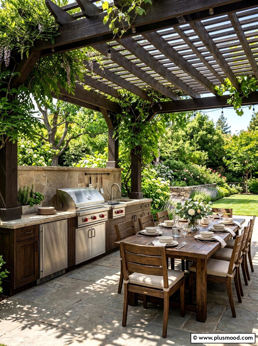 Covered Pergola Outdoor Kitchen - 25 summer backyard outdoor kitchen ideas