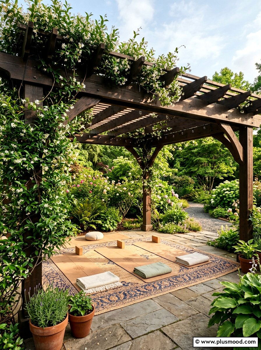 Covered Pergola Yoga Area - 25 small backyard ideas with yoga space