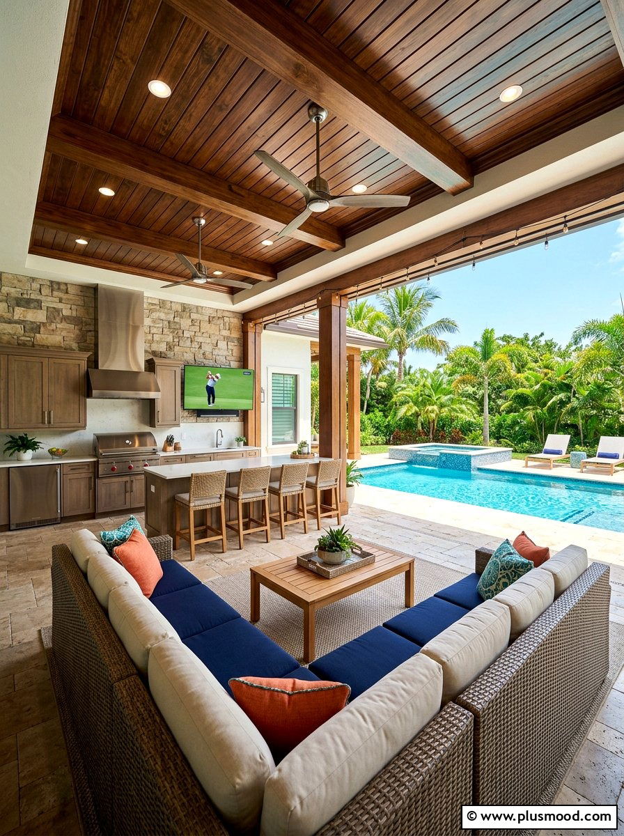 Covered Pool Patio - 25 summer pool lounge area ideas