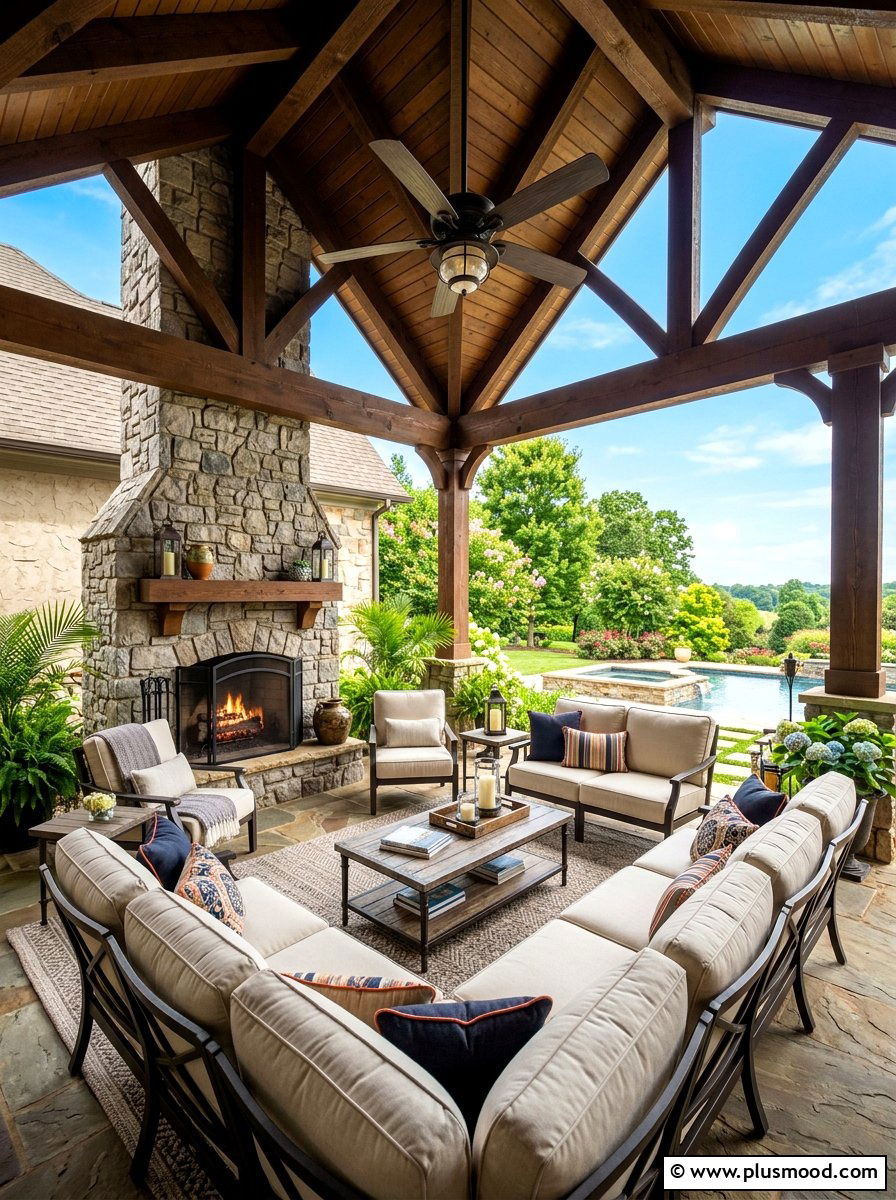 Covered patio lounge area - 25 cozy summer backyard ideas