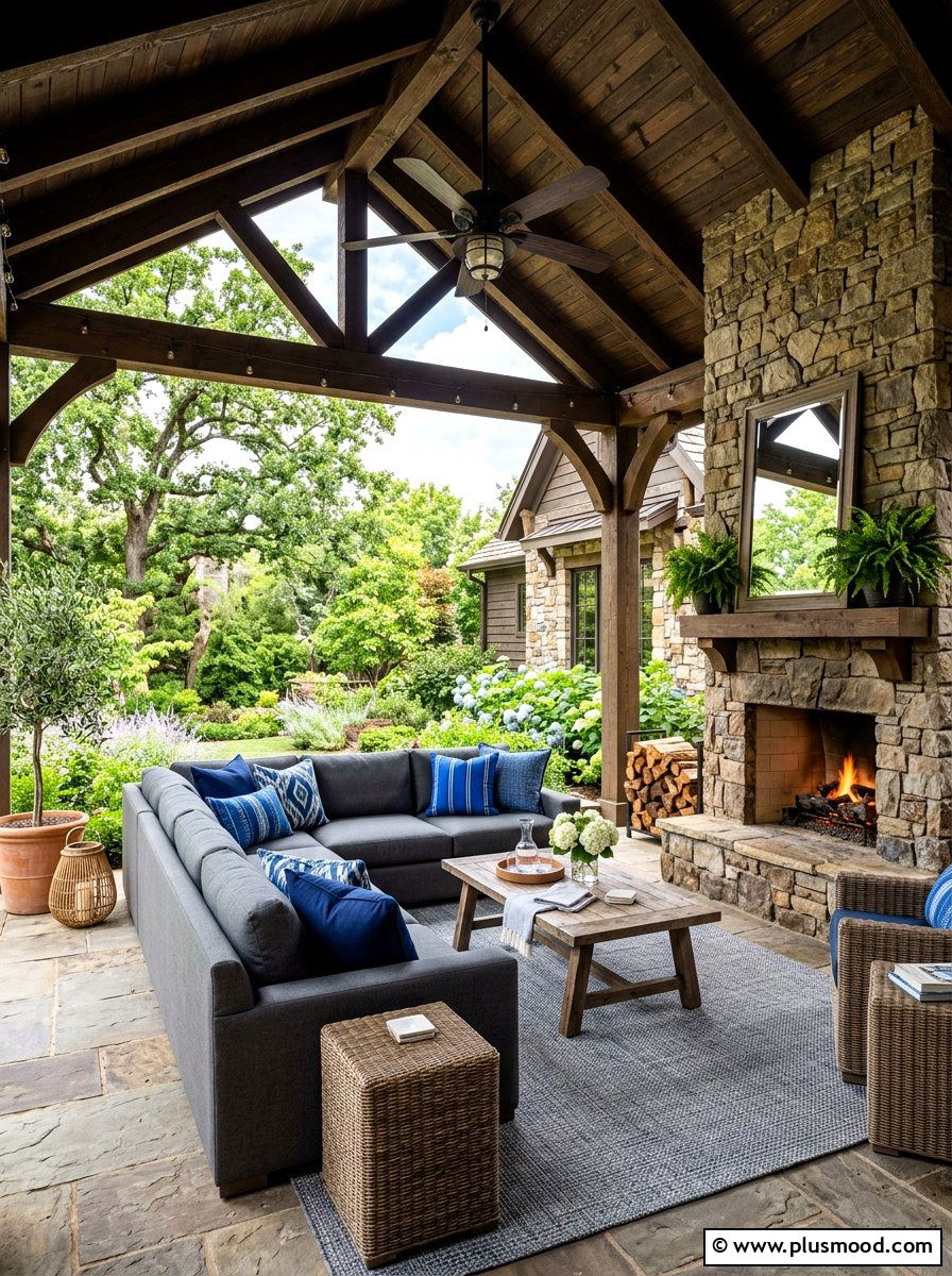 Covered patio sofa - 25 summer backyard oasis ideas
