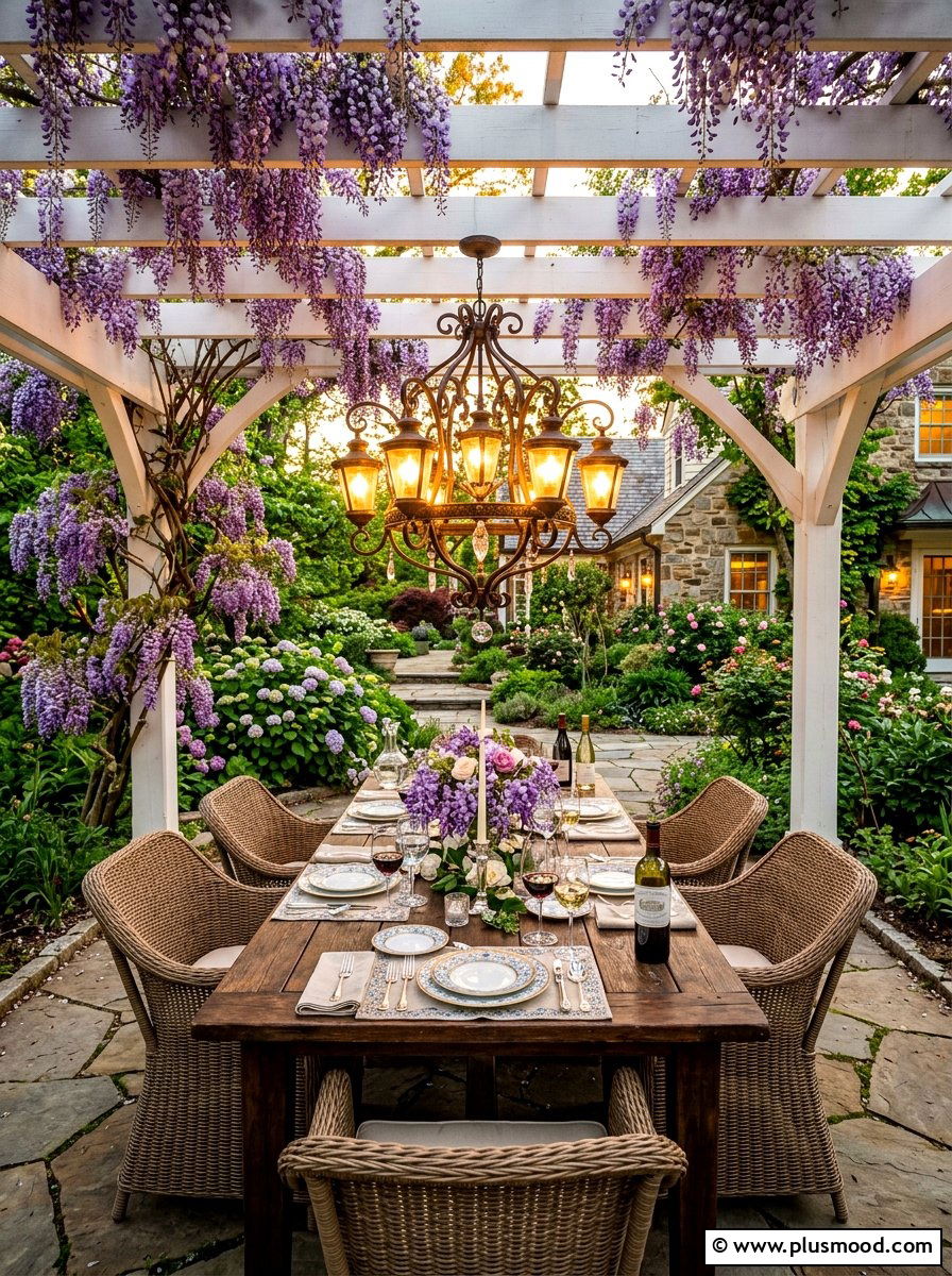 Covered pergola dining area - 25 summer patio dining ideas