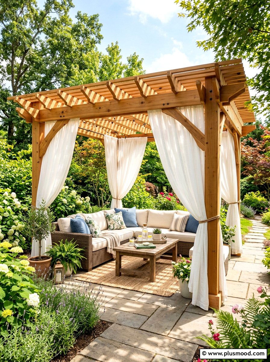 Covered pergola relaxation space - 25 late summer patio decor ideas