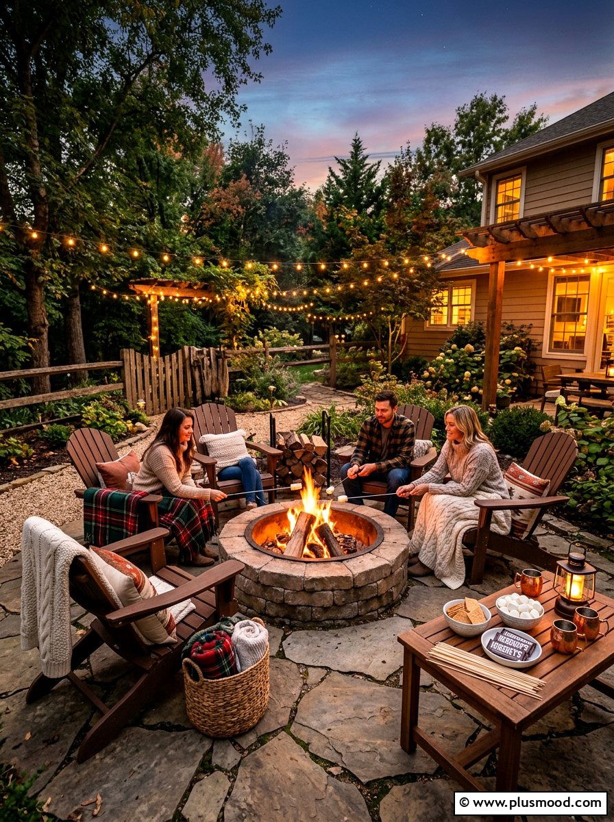 Cozy Backyard Fire Pit Picnic - 25 summer picnic backyard ideas