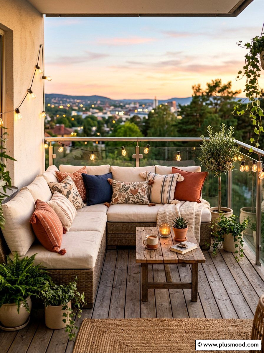 Cozy Balcony Seating - 25 summer balcony ideas