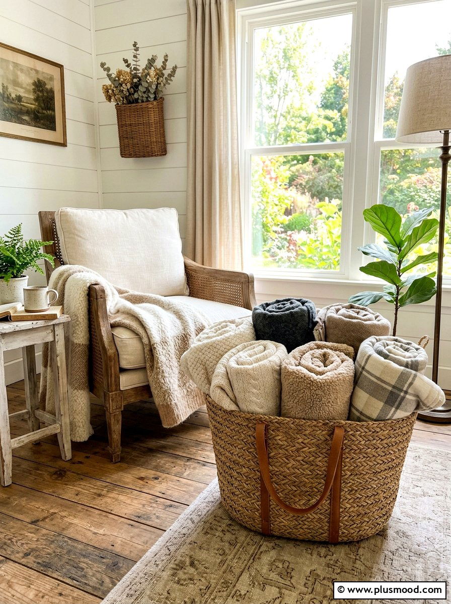 Cozy Blanket Basket - 25 summer movie night backyard ideas