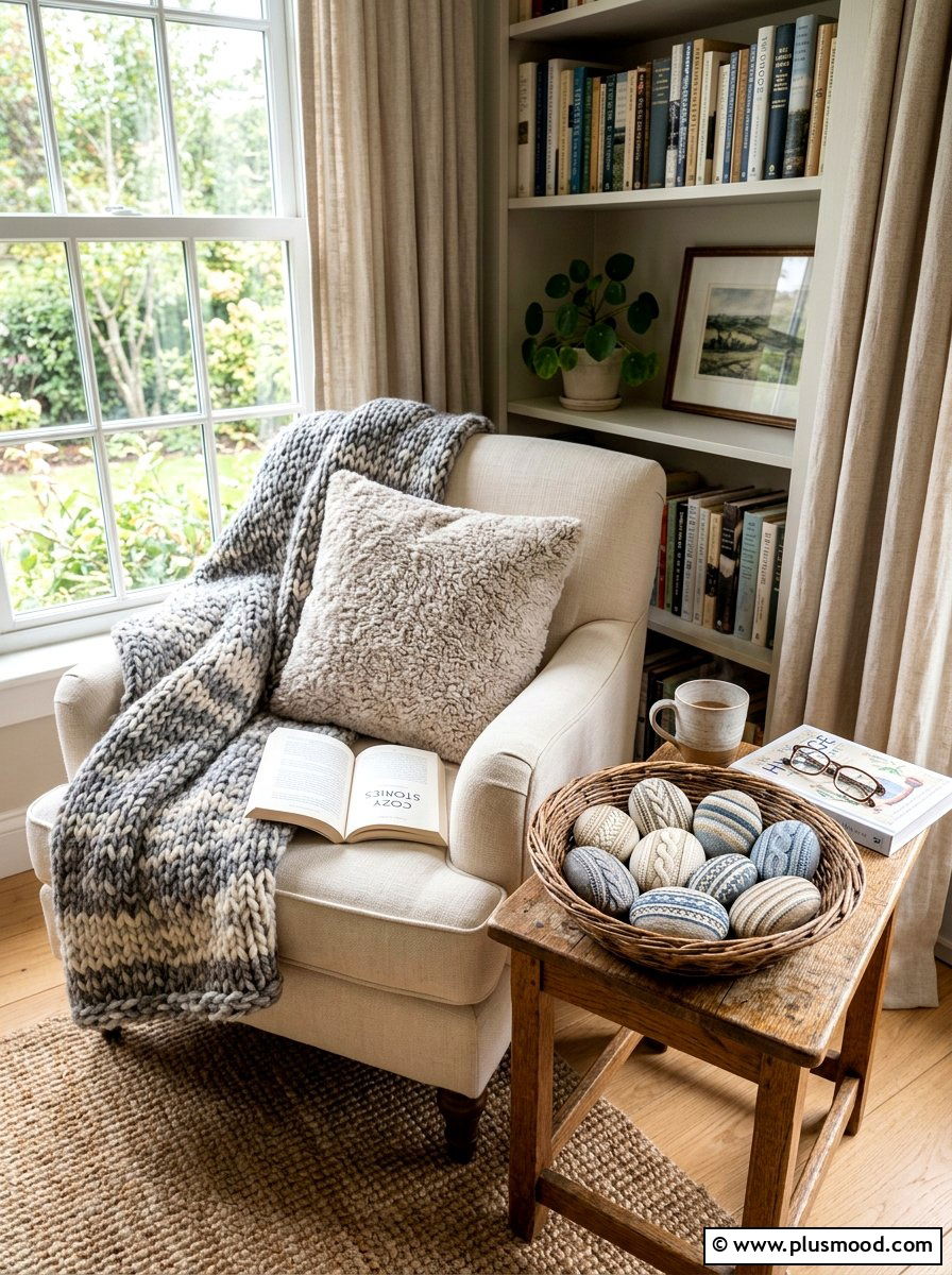 Cozy Sweater Rock Pattern - 25 painted rock ideas for fall decor