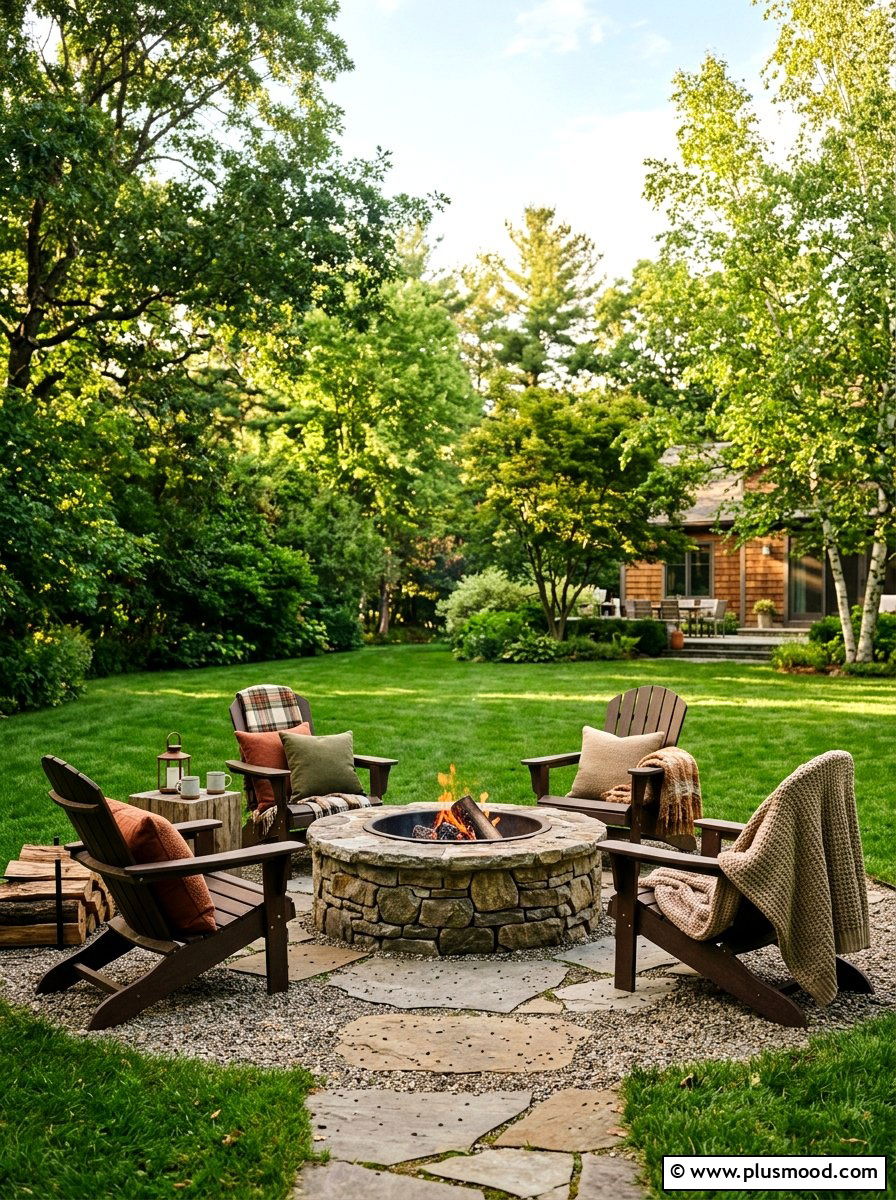 Cozy fire pit seating - 25 summer to fall transition decor ideas