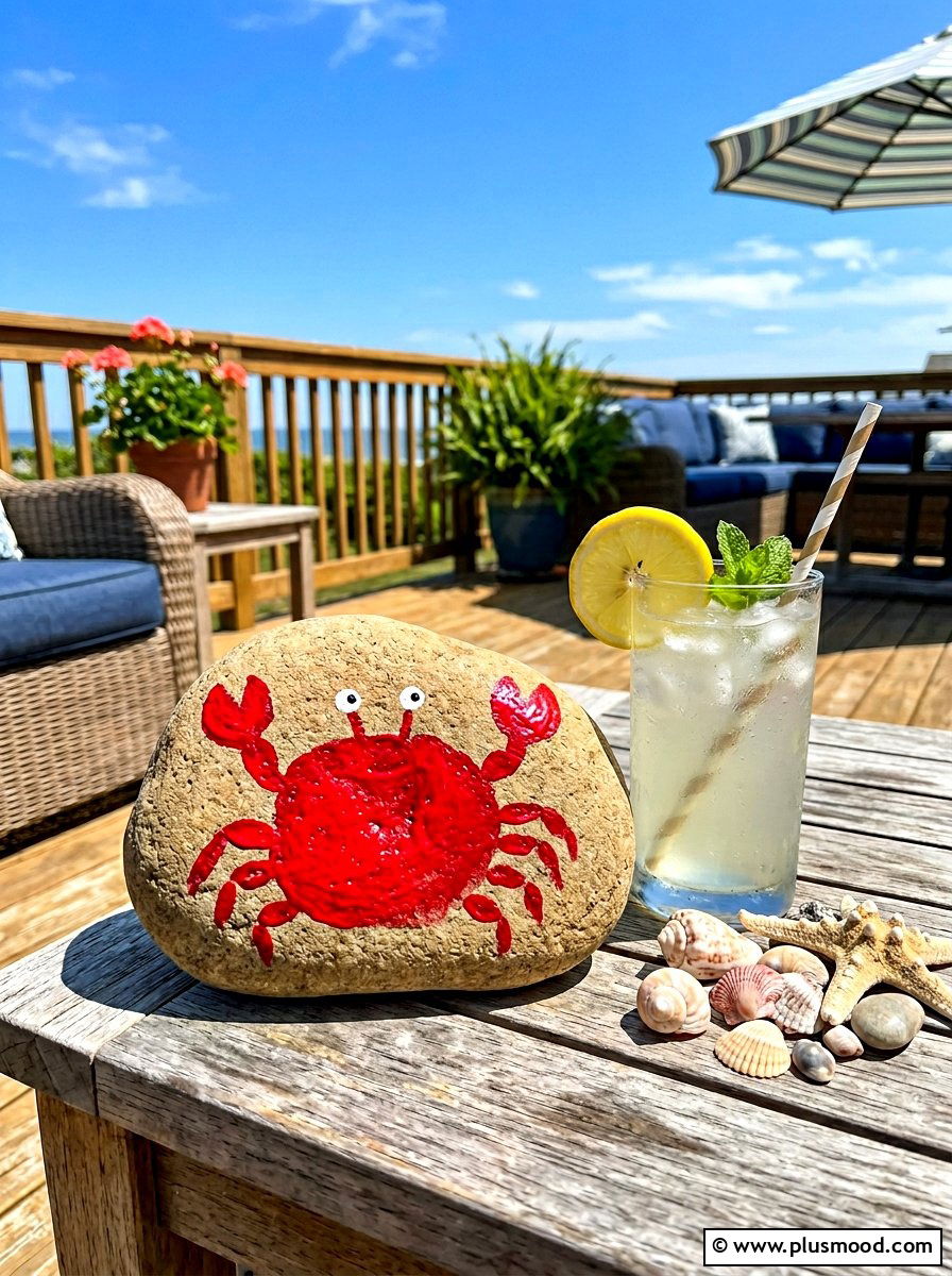 Crab Handprint Rock - 25 painted rock ideas with handprint art