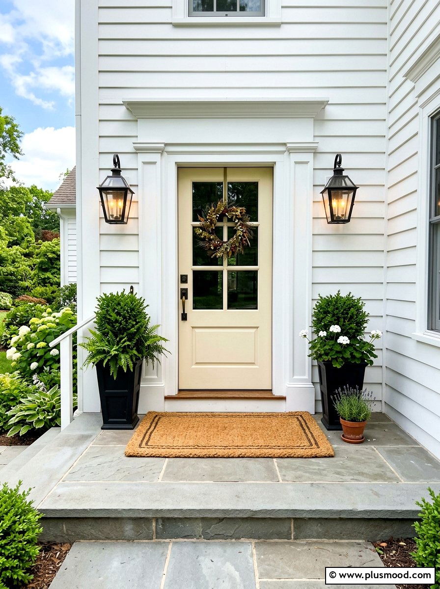 Cream Front Door - 25 summer neutral curb appeal ideas