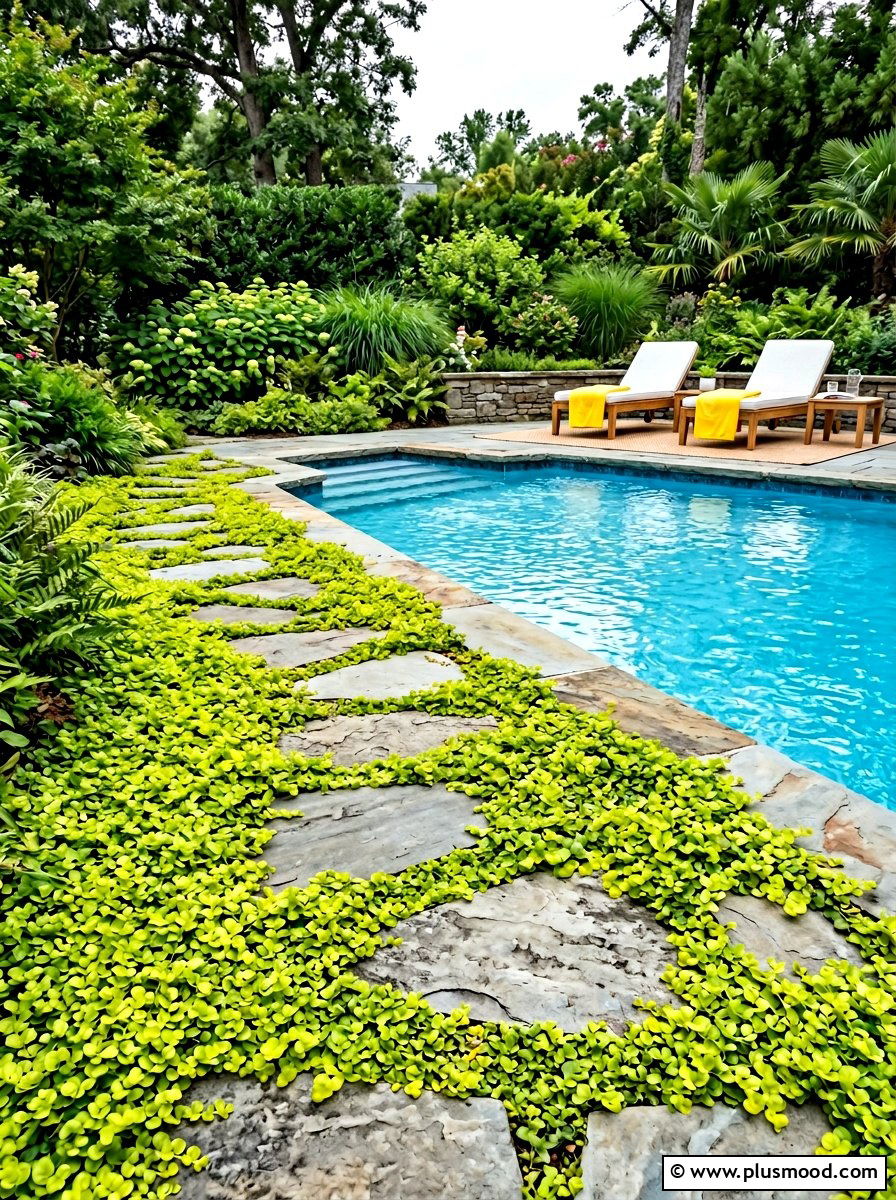 Creeping Jenny Pool Groundcover - 25 pool landscaping ideas for shade gardens