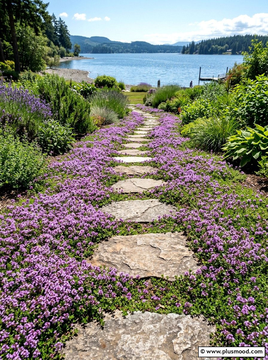 Creeping Thyme Groundcover - 25 pool landscaping ideas for natural pools
