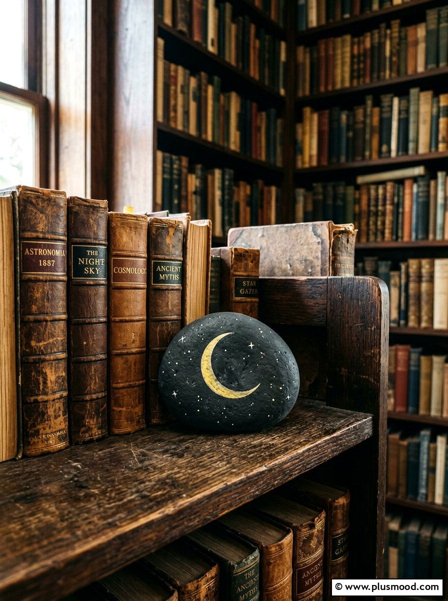 Crescent moon rock art - 25 painted rock ideas with moon phases