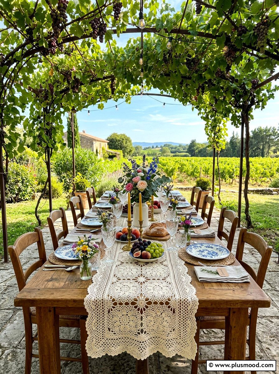 Crochet Lace Runner - 25 summer boho outdoor party ideas