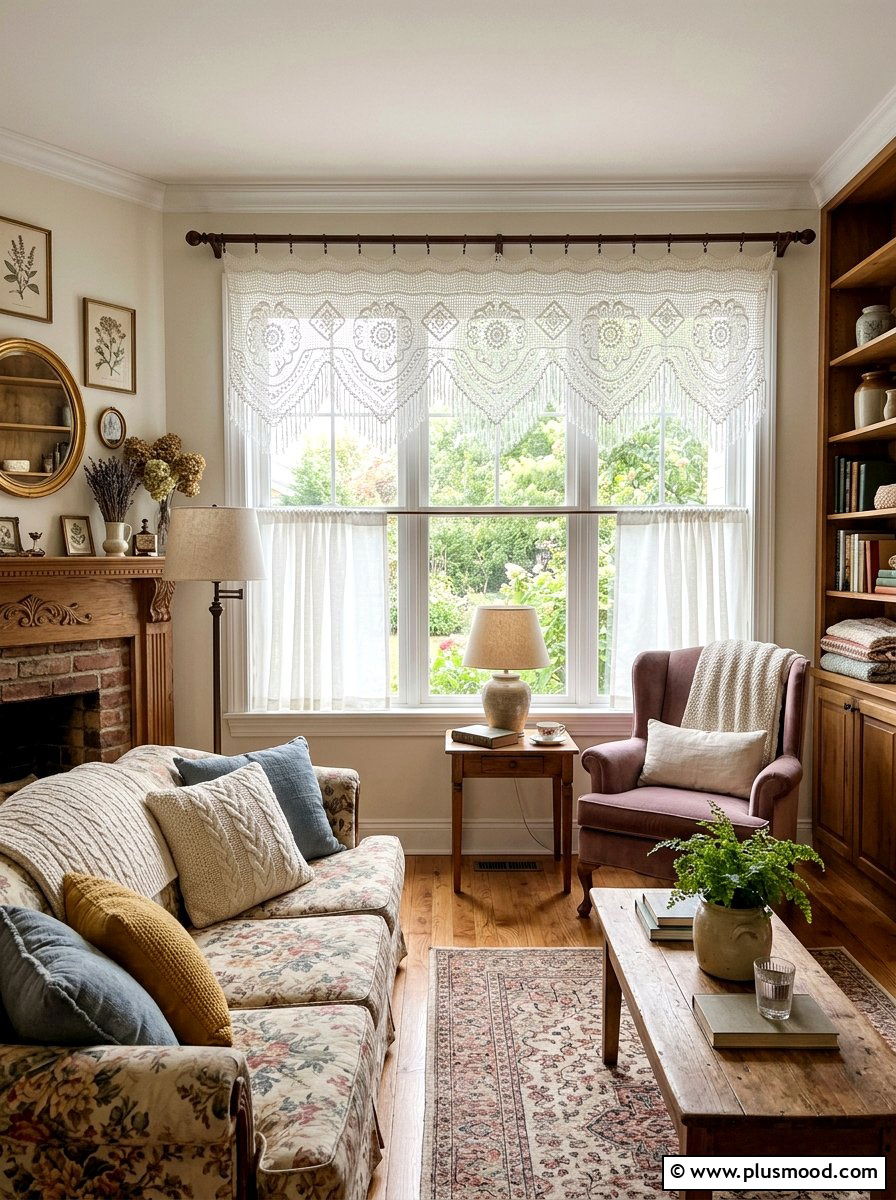 Crochet window valance - 25 summer window decor ideas for living room