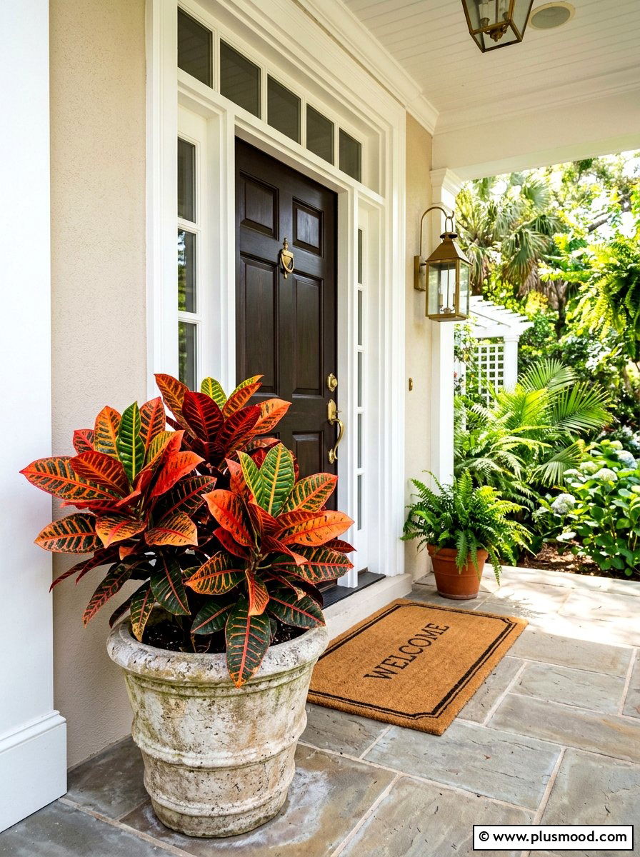 Croton Foliage Porch Arrangement - 25 late summer planter ideas for porch