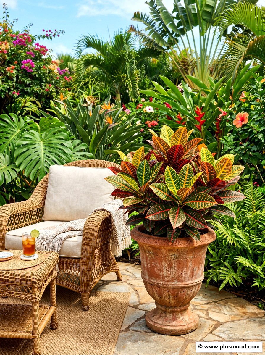 Croton Outdoor Planter - 25 late summer planter ideas