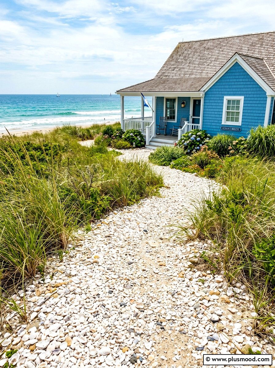 Crushed Seashell Path - 25 summer walkway ideas for front yard