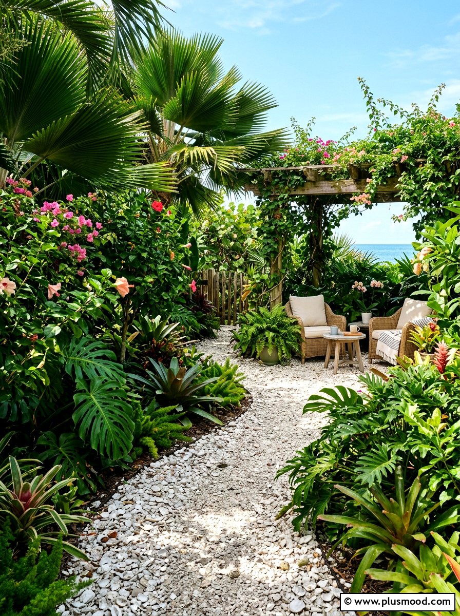 Crushed Shell Path - 25 summer island style backyard ideas