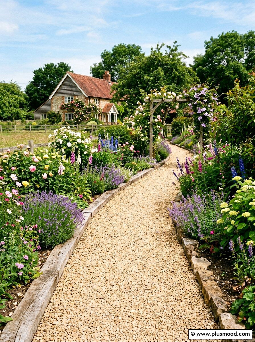 Crushed Stone Walkway - 25 small backyard ideas farmhouse style