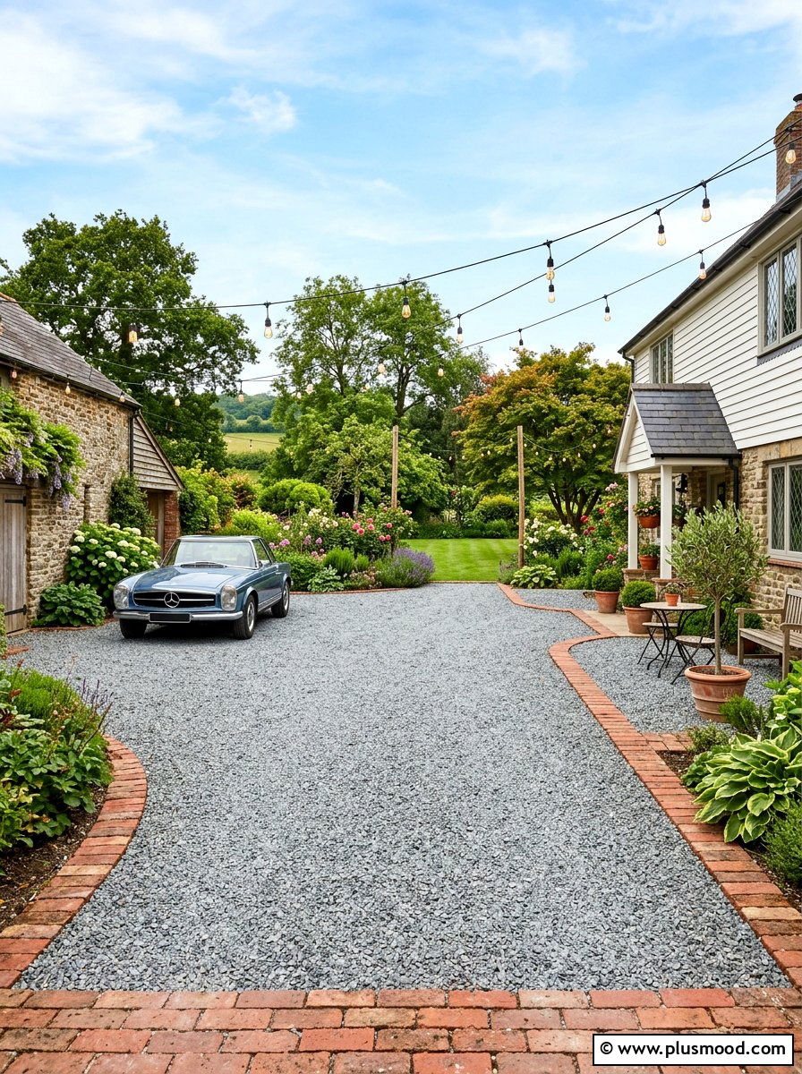 Crushed stone driveway - 25 small backyard ideas with gravel