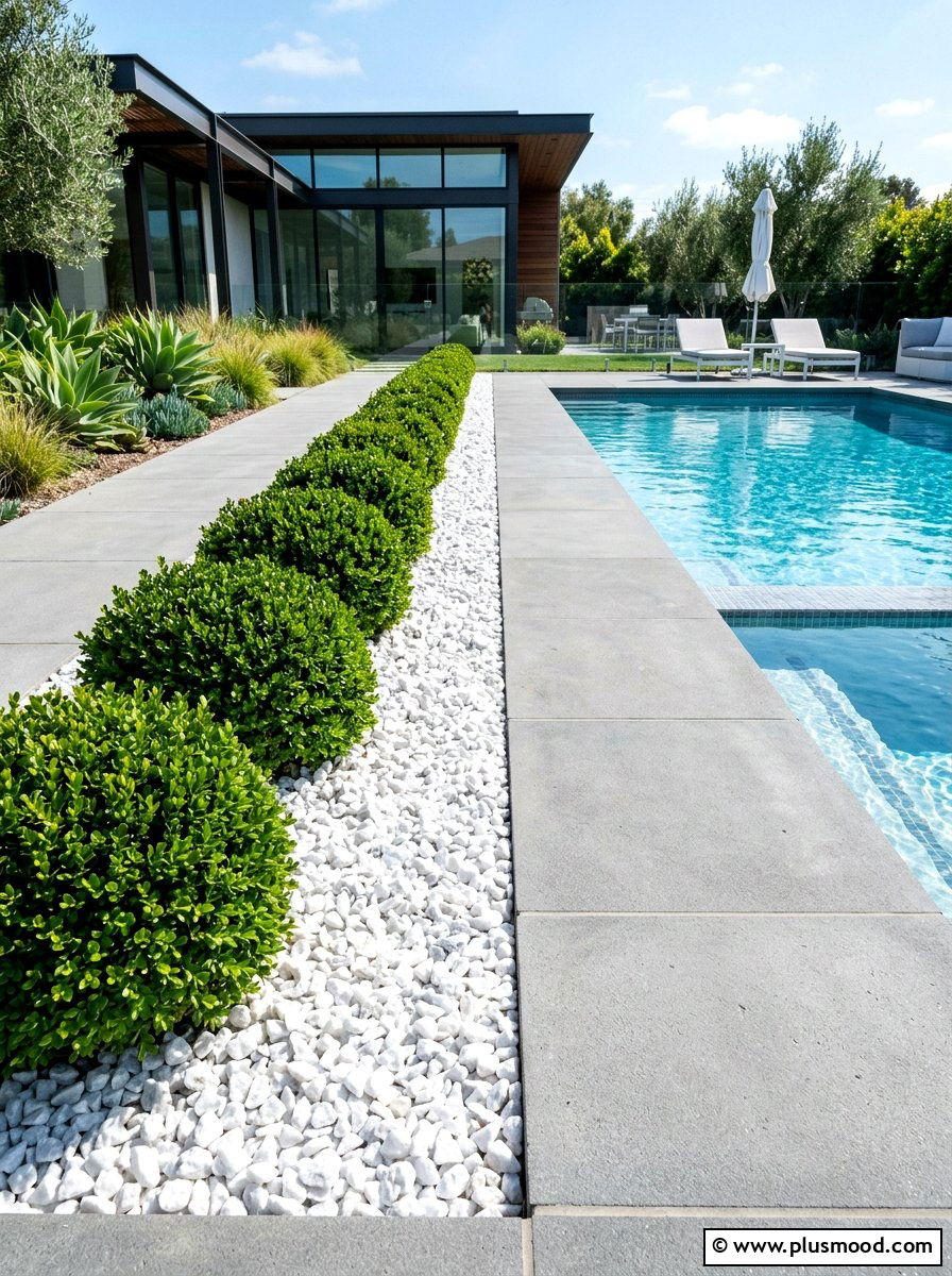 Crushed white marble mulch - 25 summer pool landscaping ideas with rocks