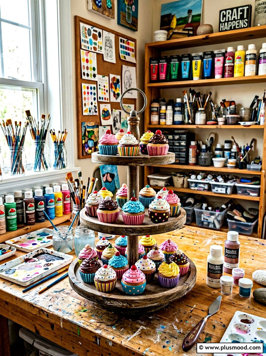 Cupcake Painted Stone - 25 painted rock ideas with food art