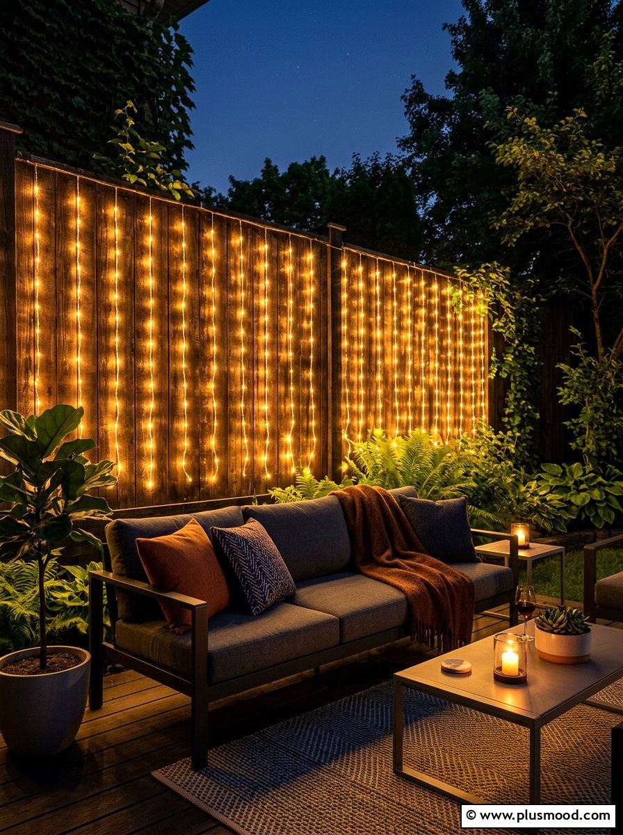 Curtain string lights - 25 summer patio ideas with string lights
