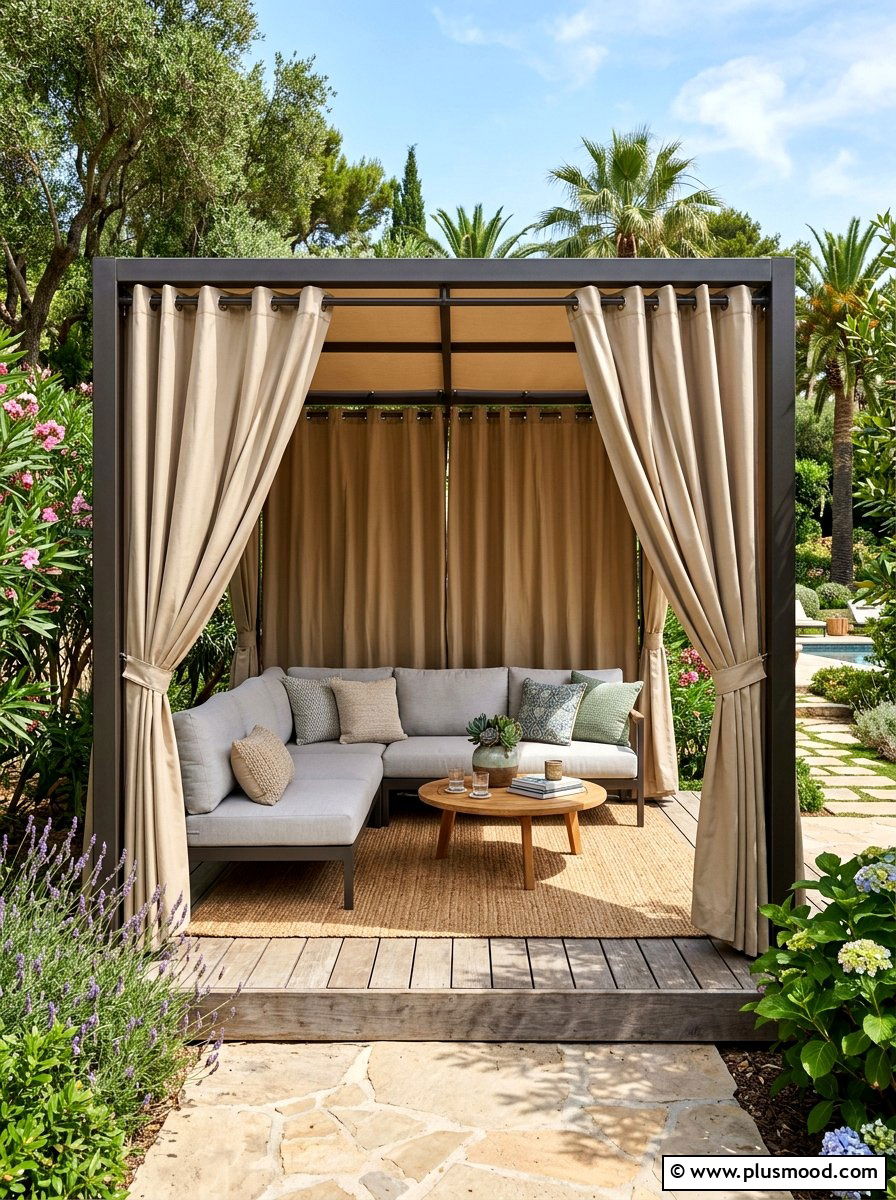 Curtained Privacy Cabana - 25 summer cabana ideas