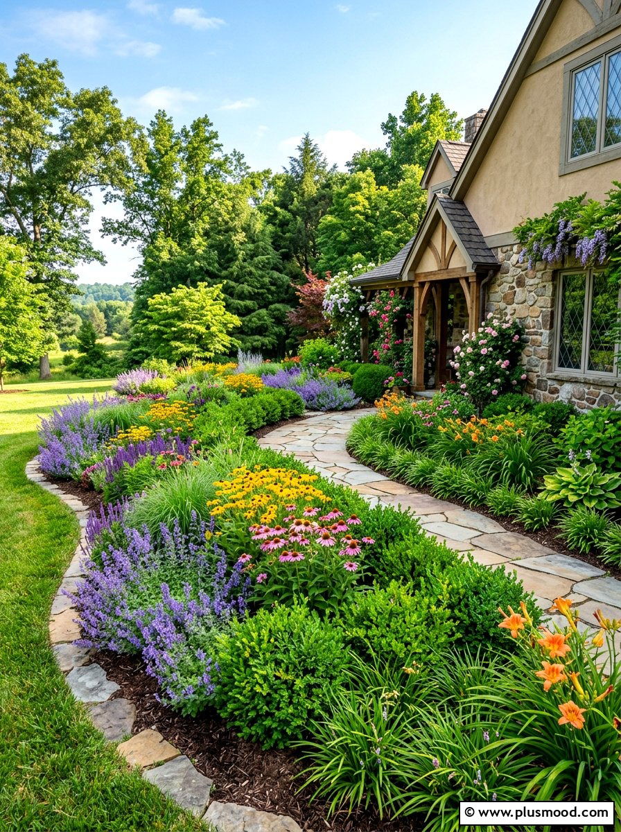 Curved Garden Bed - 25 summer curb appeal landscaping ideas