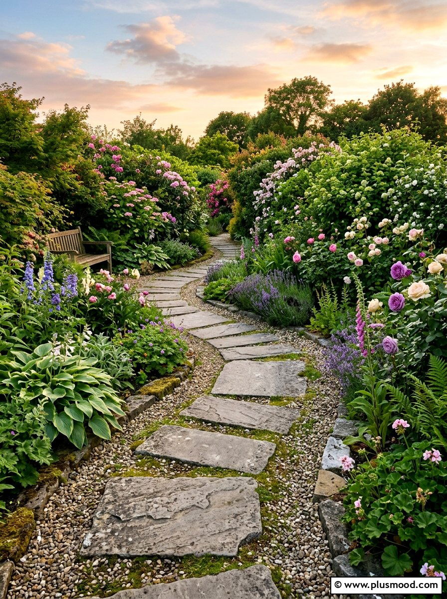 Curved Garden Path - 25 small backyard ideas with stepping stones