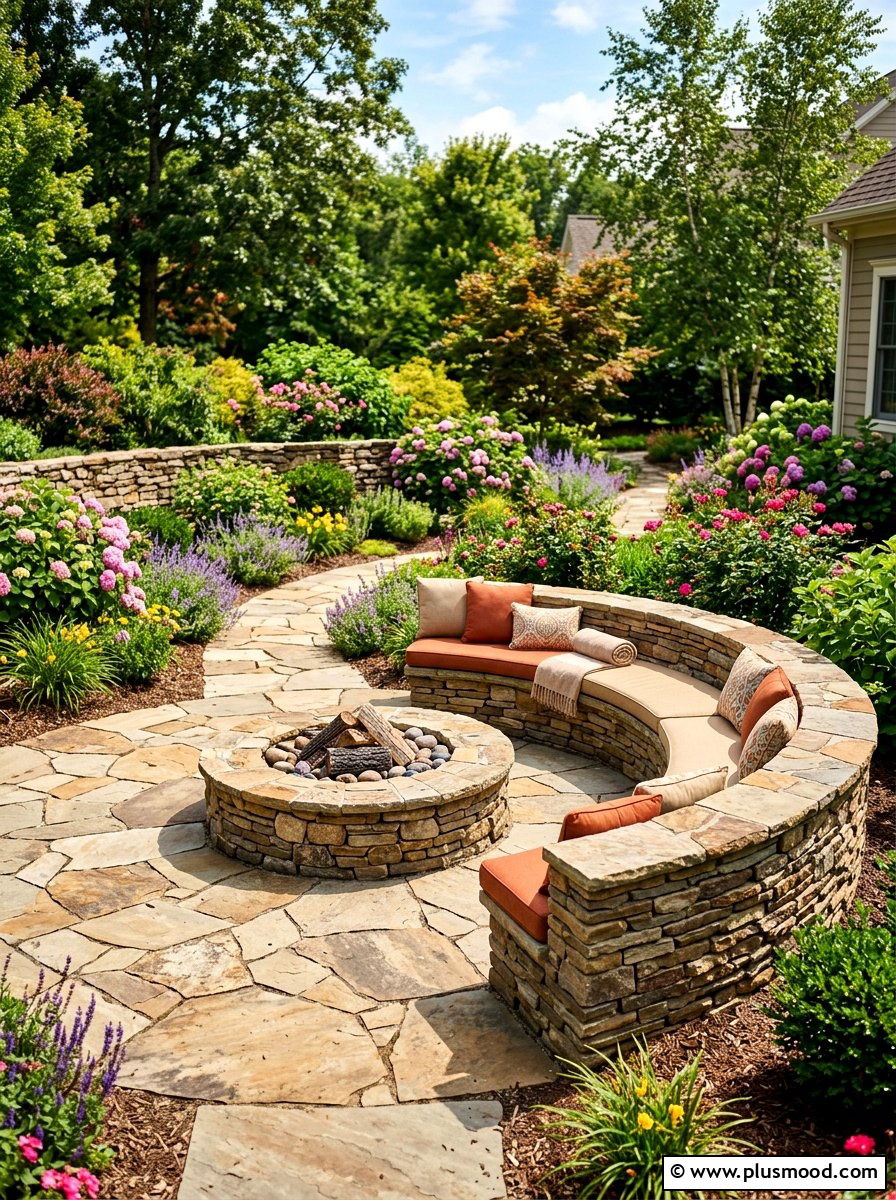 Curved Stone Bench - 25 summer garden bench ideas