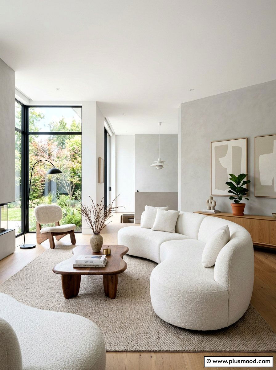 Curved White Fabric Sofa - 25 summer sofa styling ideas