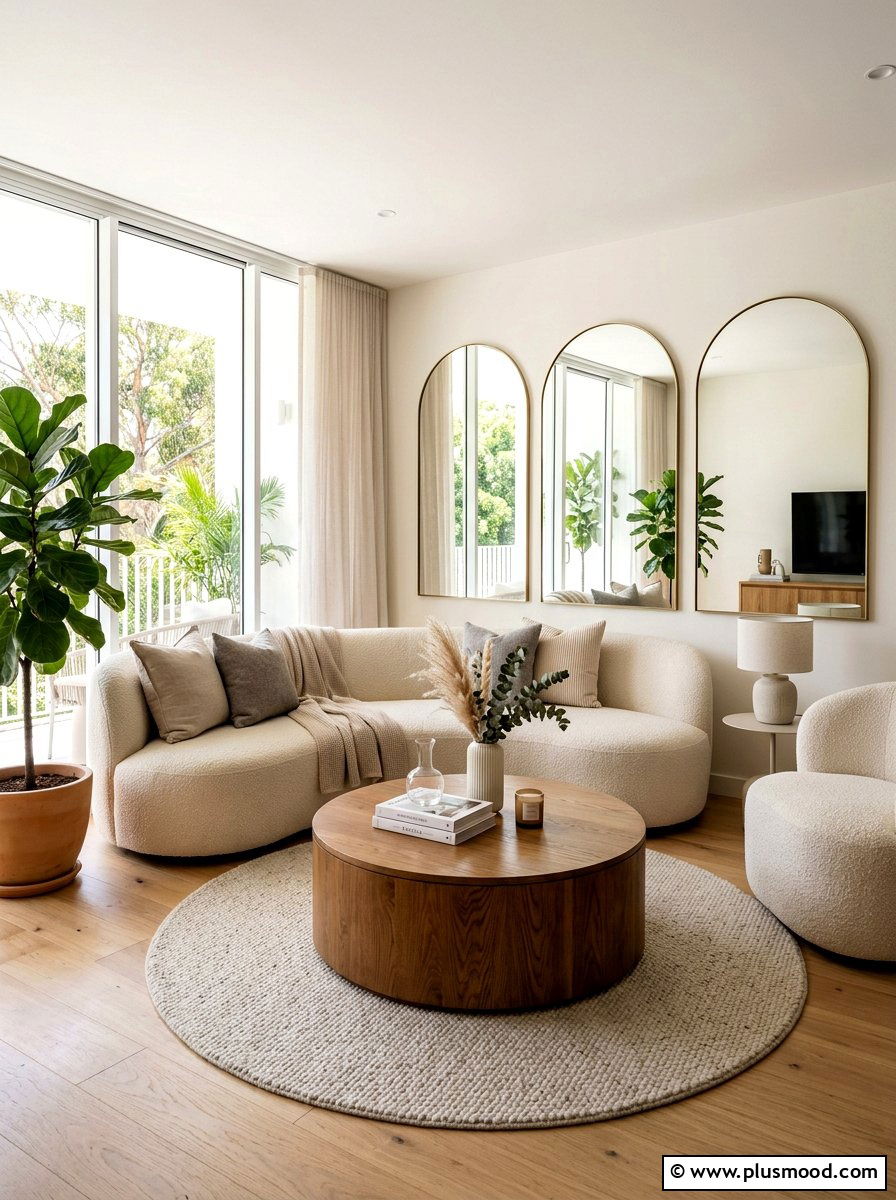 Curved furniture living room - 25 small summer living room ideas