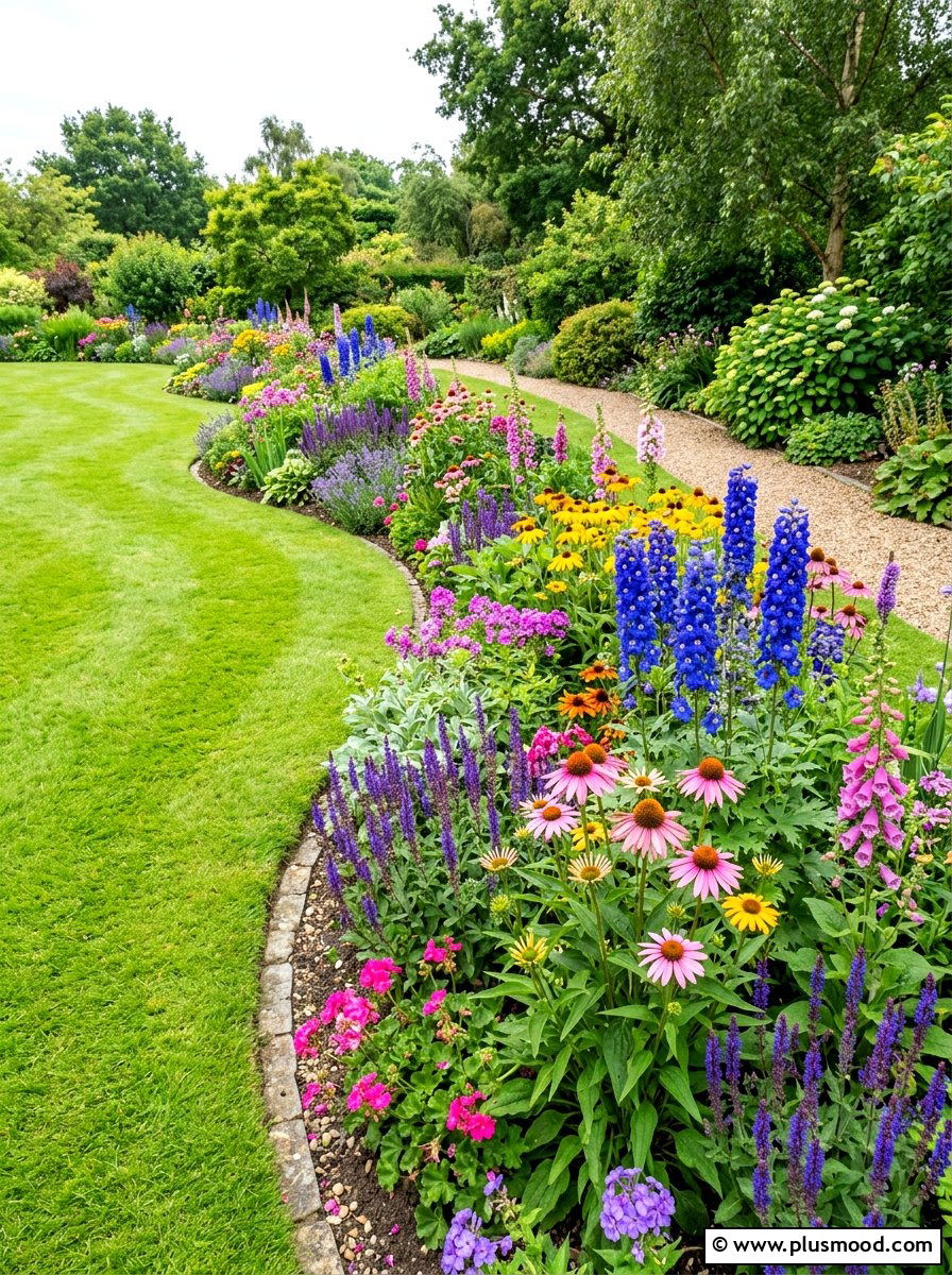 Curvy Natural Flower Bed Border - 25 summer flower bed border ideas
