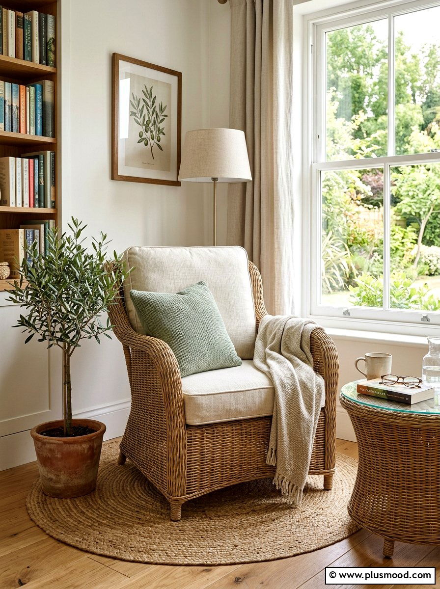 Cushioned Wicker Chair Reading Corner - 25 summer balcony reading corner ideas