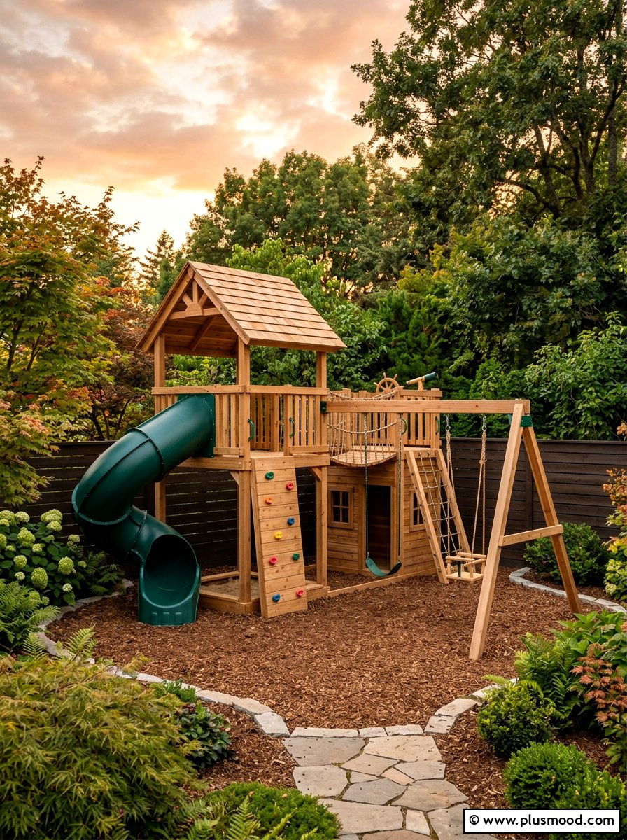 Custom small backyard play set - 25 small backyard ideas with swing set