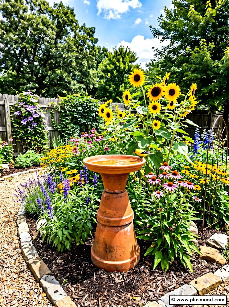 DIY Bird Bath - 25 budget summer garden ideas